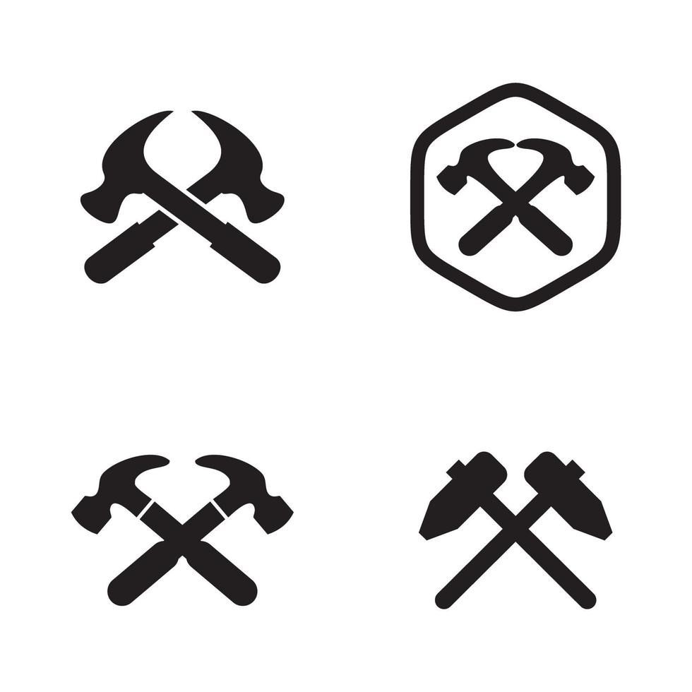 Crossed hammer logo design template vector