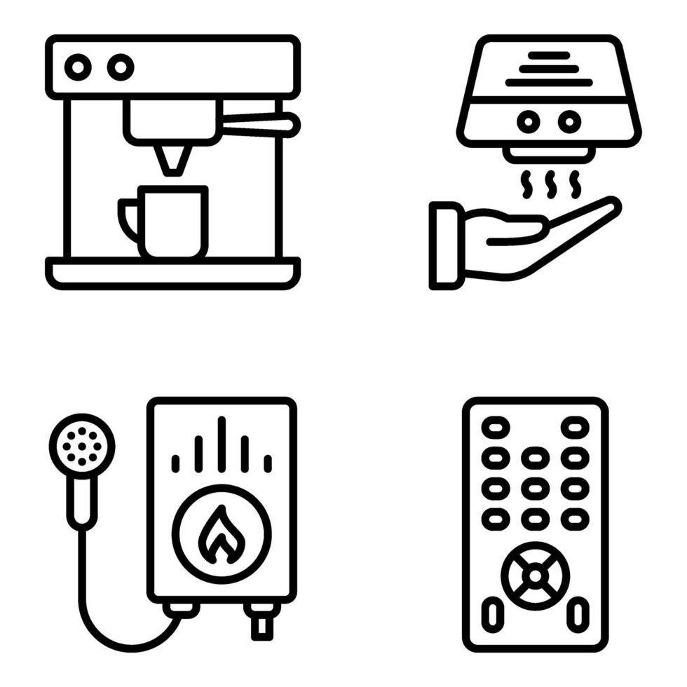 paquete de iconos lineales de electrodomésticos vector