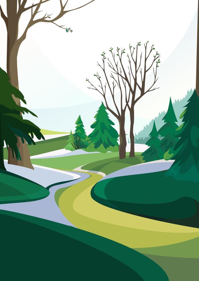 Road out of the forest. vector