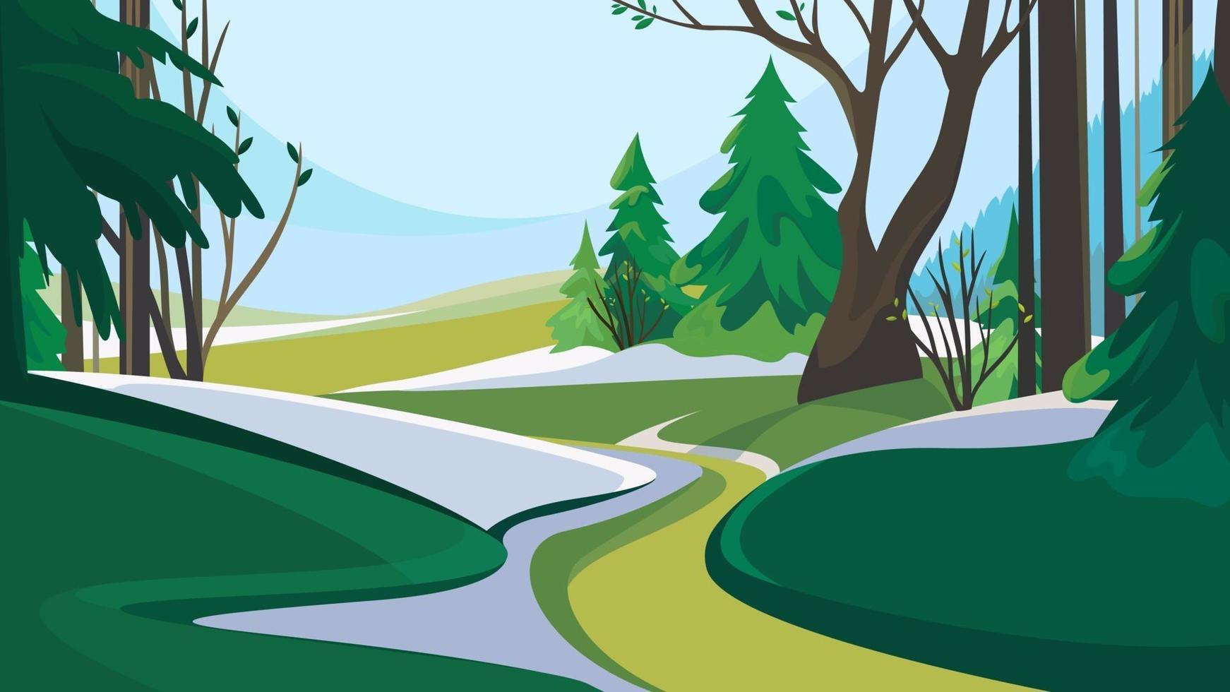 Road out of the forest. vector