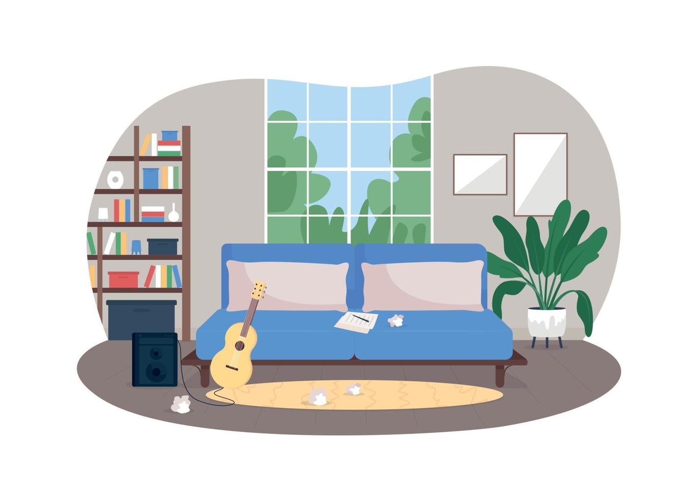 Musician home studio 2D vector web banner, poster