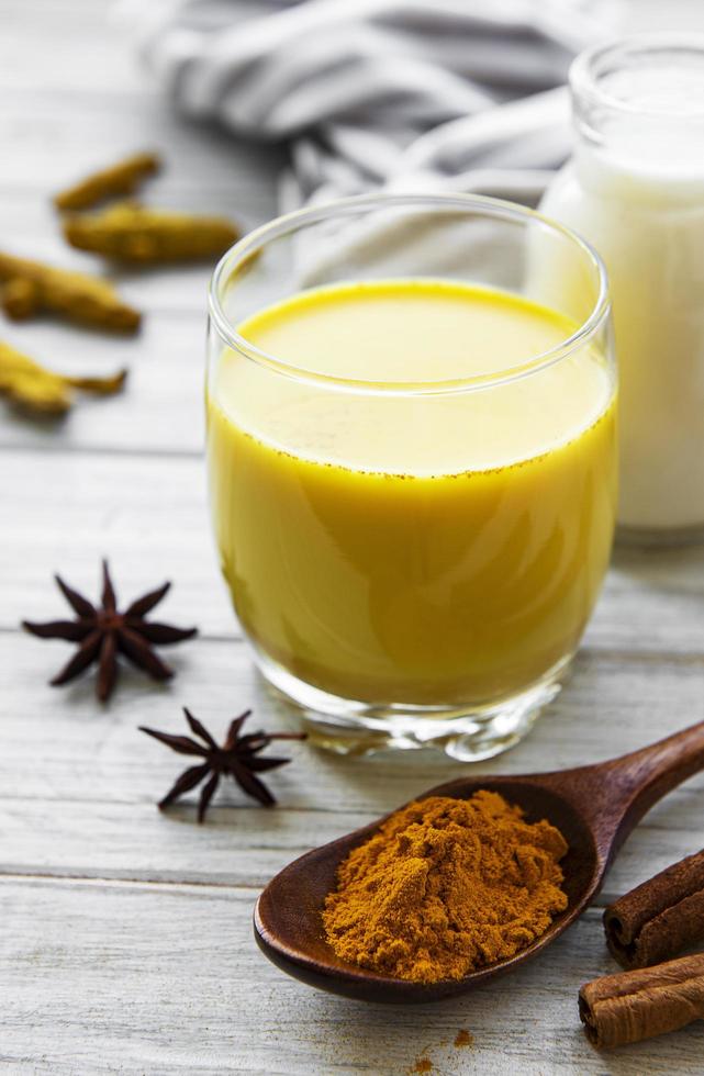 Yellow turmeric latte drink photo