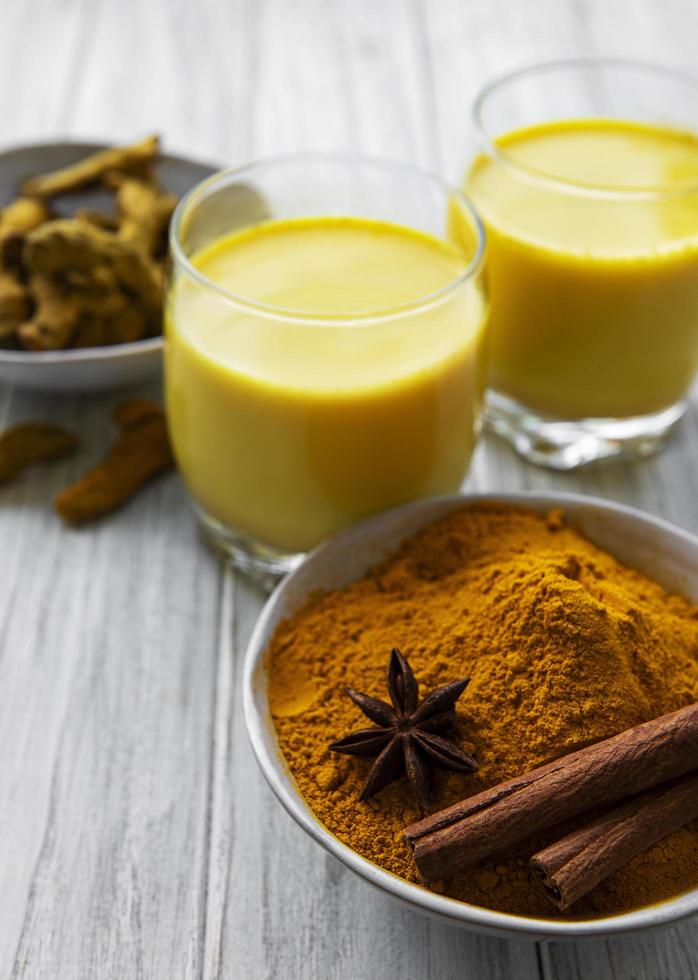 Yellow turmeric latte drink photo