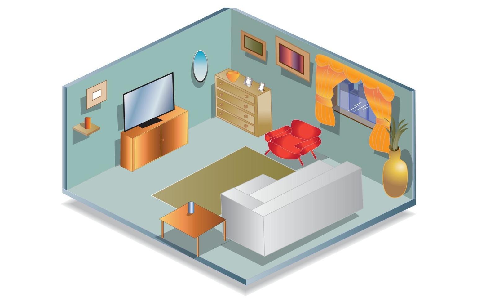 Isometric Living Room Illustration vector
