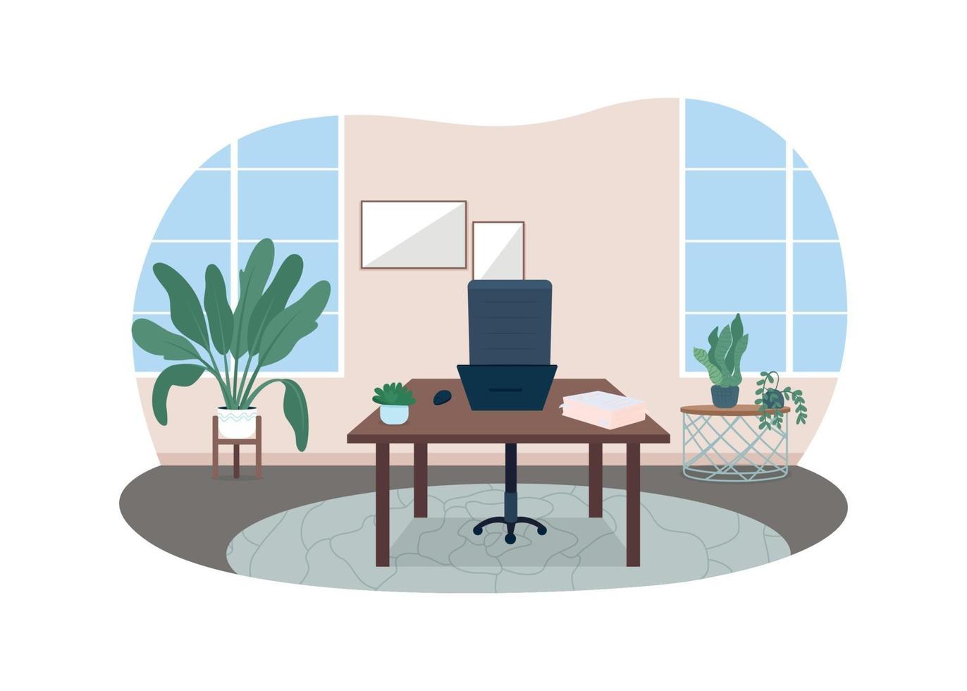 Home office 2D vector web banner, poster