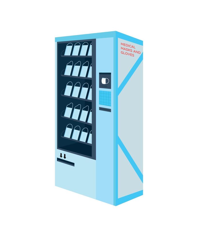Plastic masks vending machine flat color vector objects