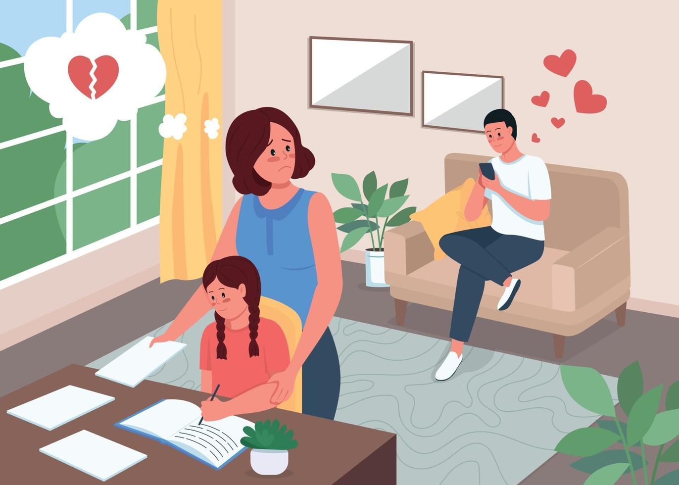 Infidelity flat color vector illustration