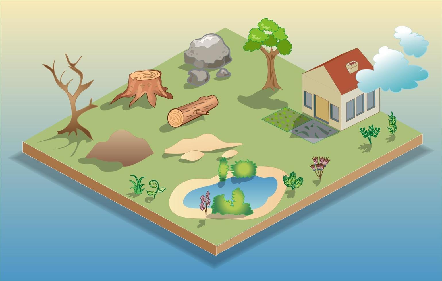 Isometric Landscape Design Elements vector