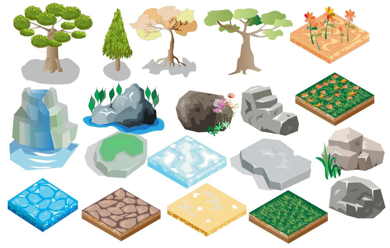 elementos de diseño de paisaje isométrico vector