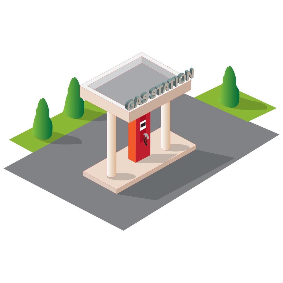 isometric gas station Illustration and Icon vector