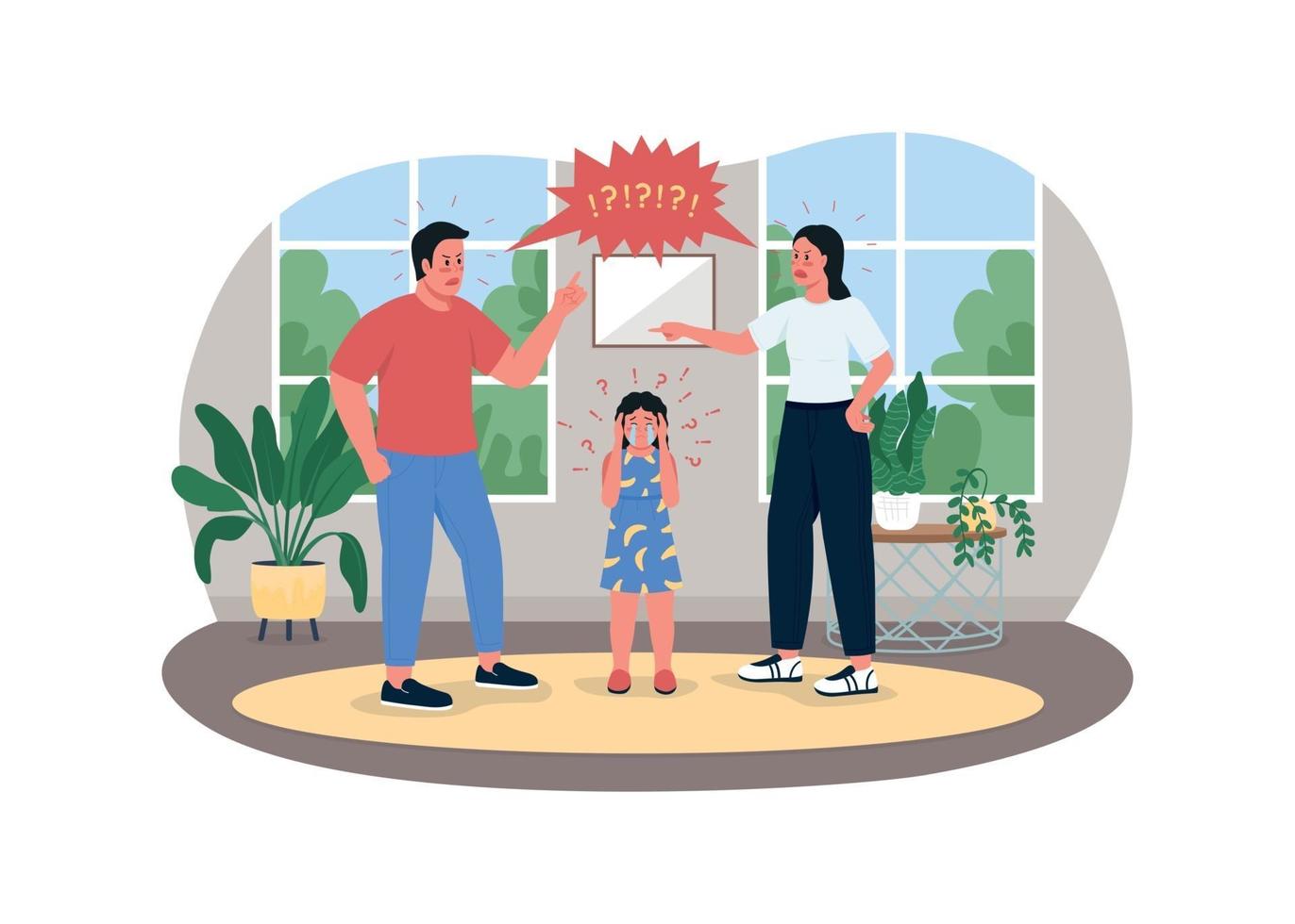 Parents fighting 2D vector web banner, poster