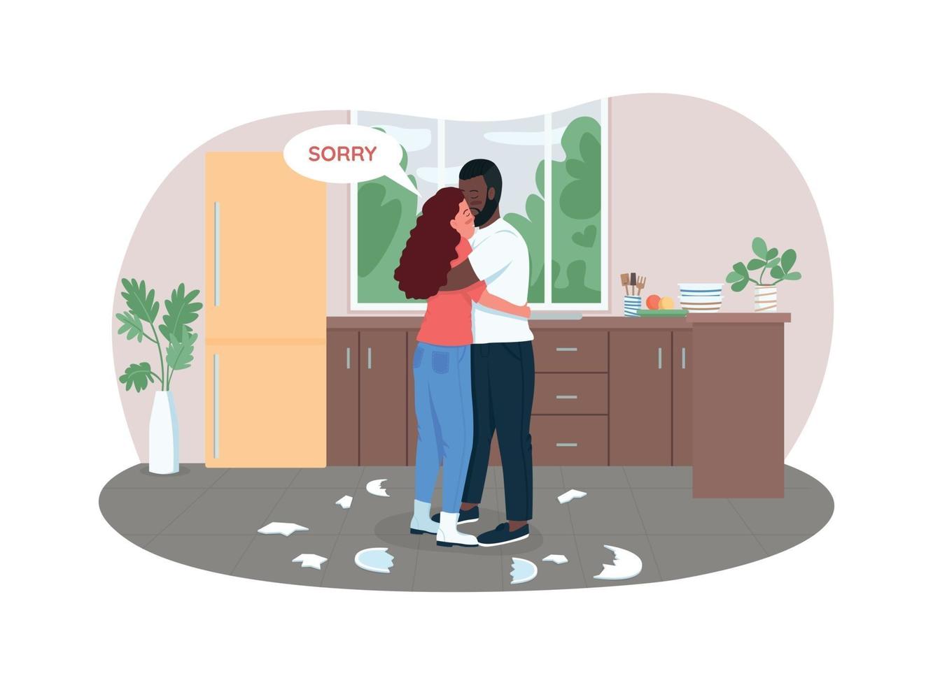 Couple makes up 2D vector web banner, poster