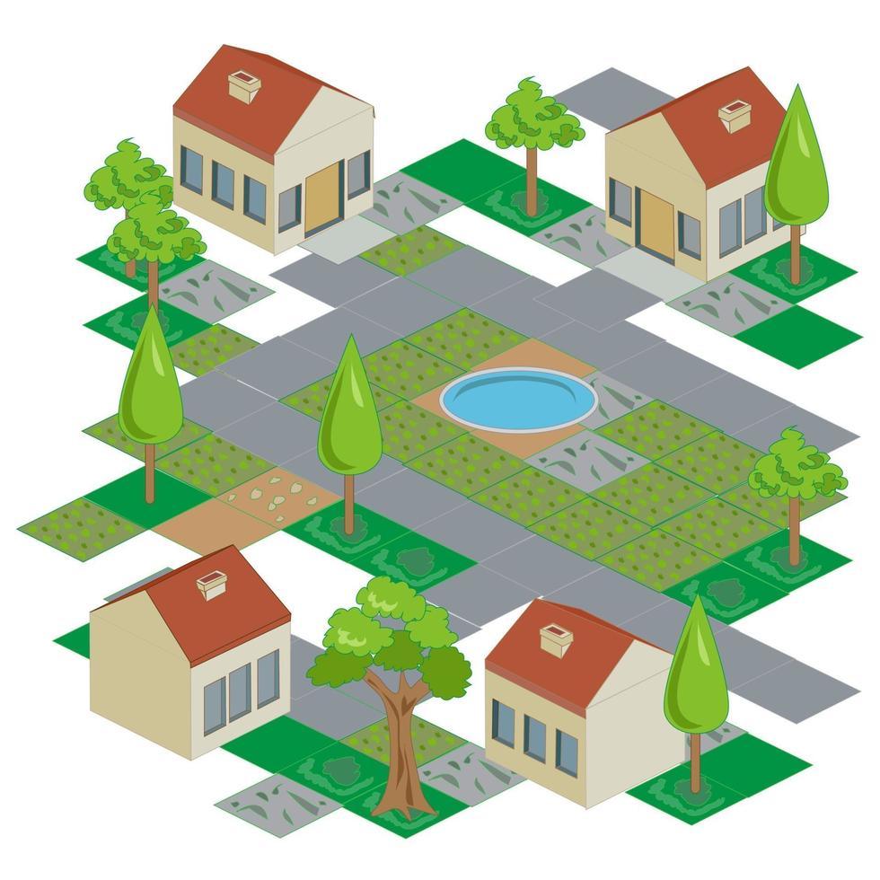 isometric Housing and Residence Illustration vector