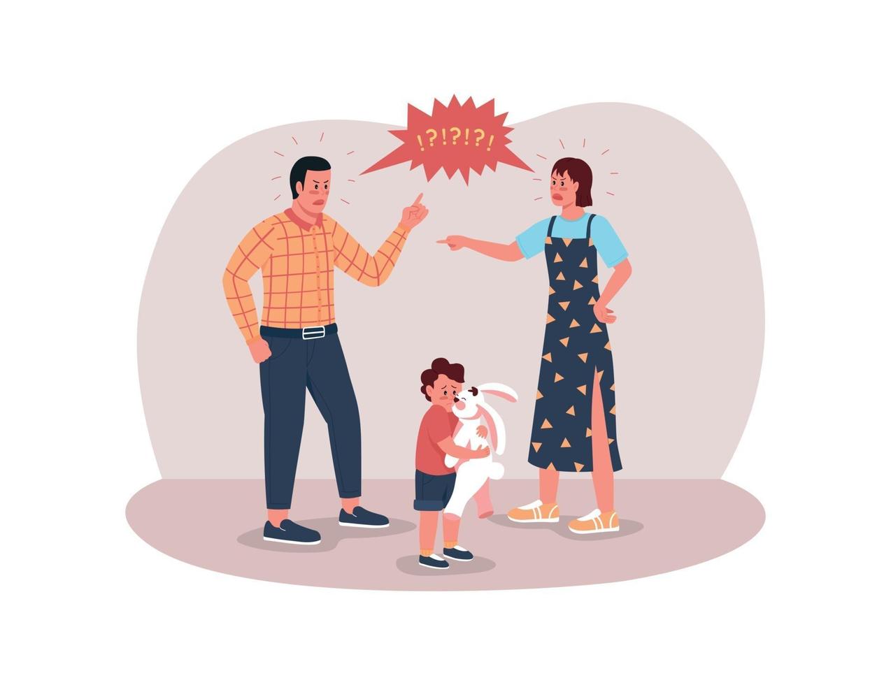 Parents arguing 2D vector web banner, poster