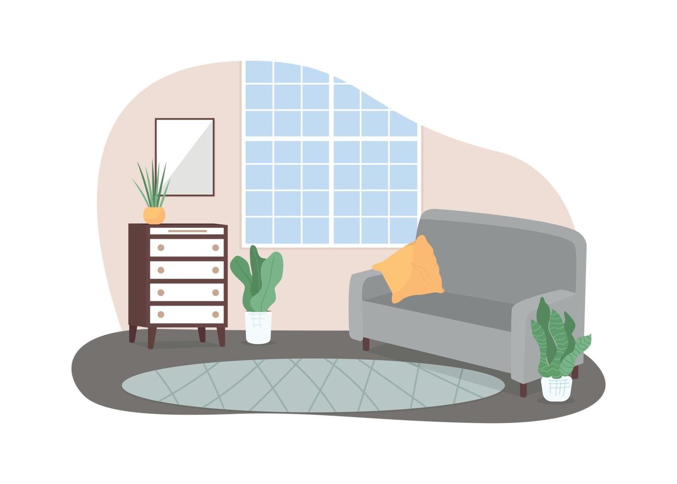 banner web de vector 2d de sala de estar de casa moderna, cartel