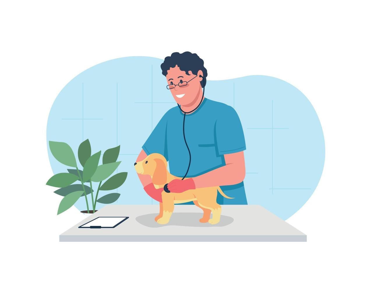 Veterinary care 2D vector web banner, poster