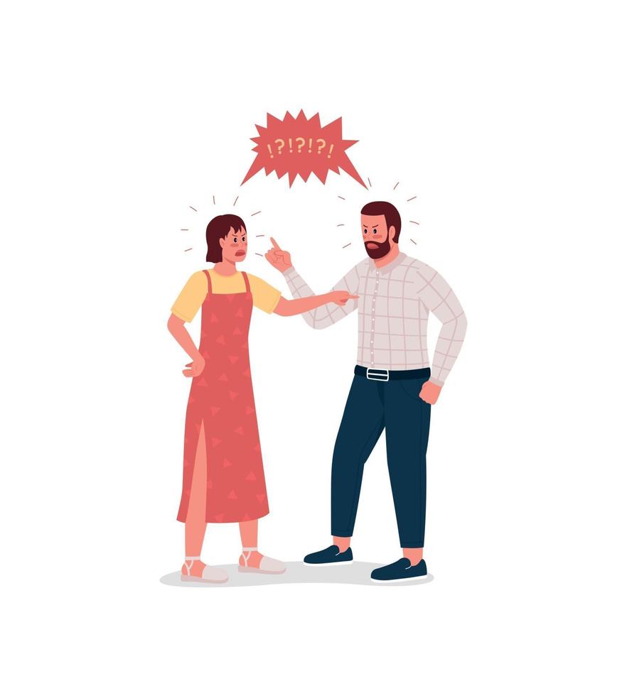 Arguing couple flat color vector detailed characters