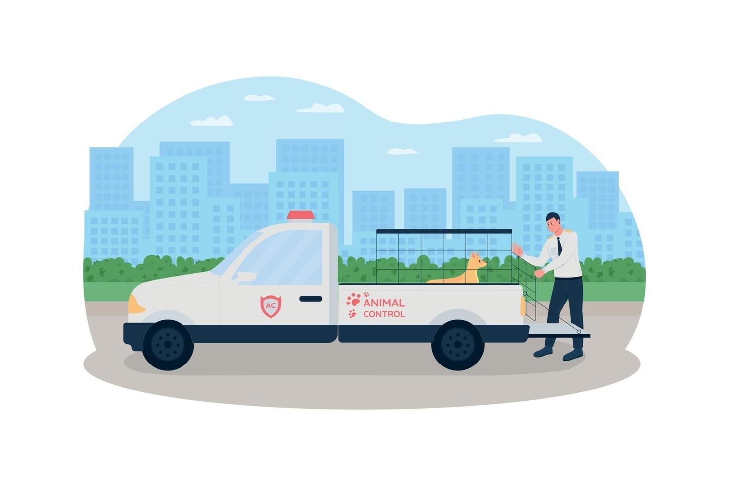 Animal control 2D vector web banner, poster