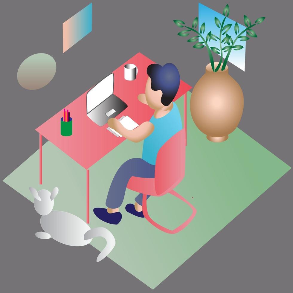 isometric work station vector
