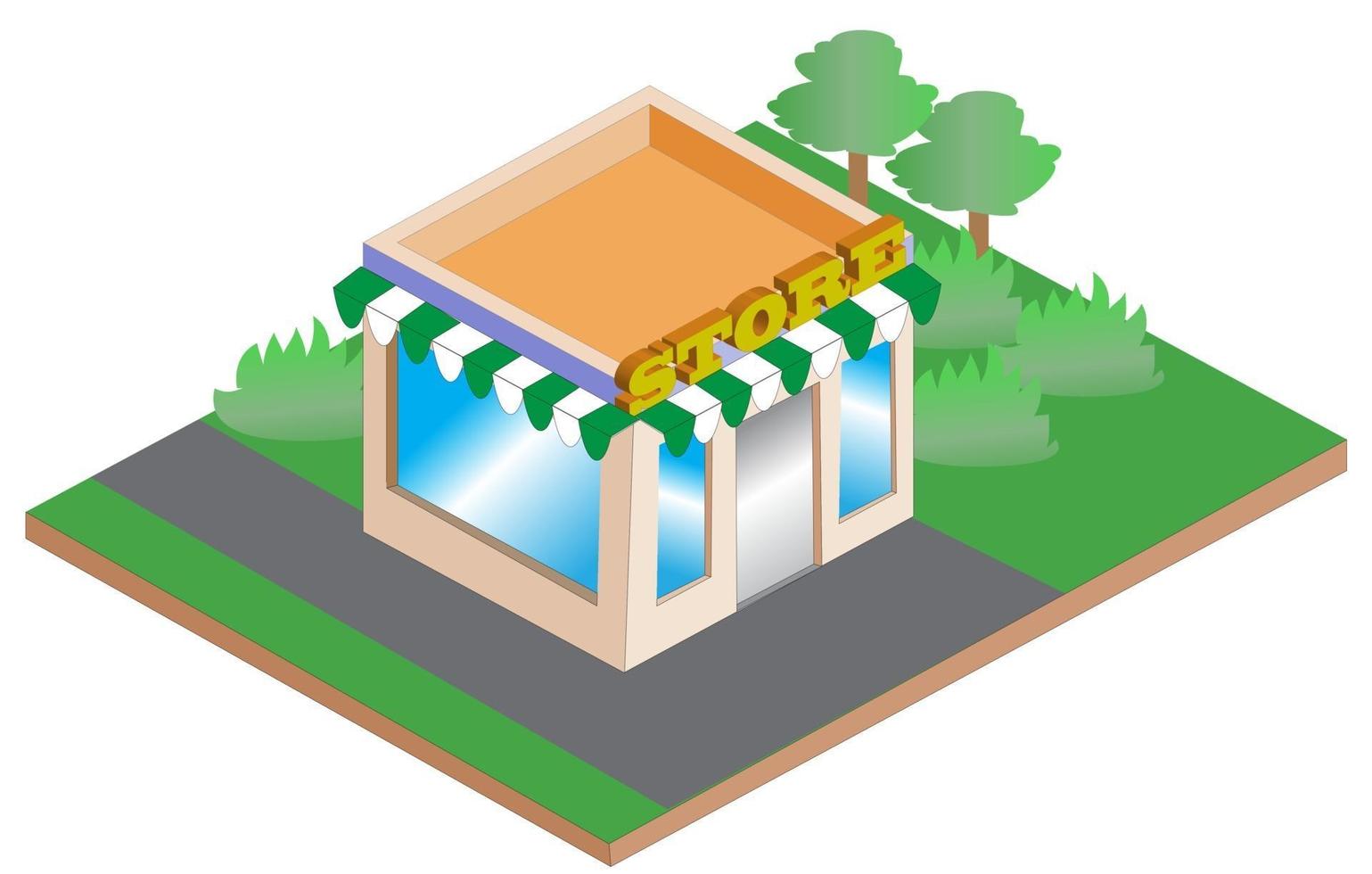 isometric store illustration vector