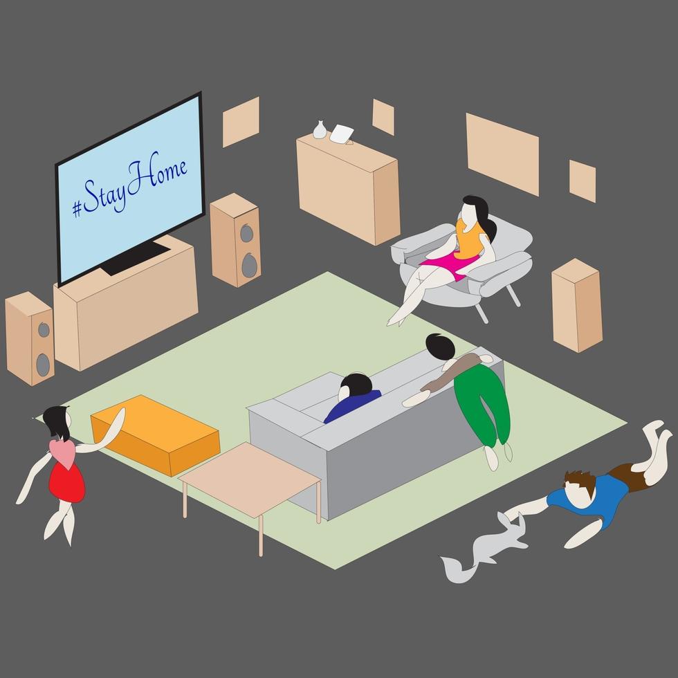 isometric stay home Illustration vector