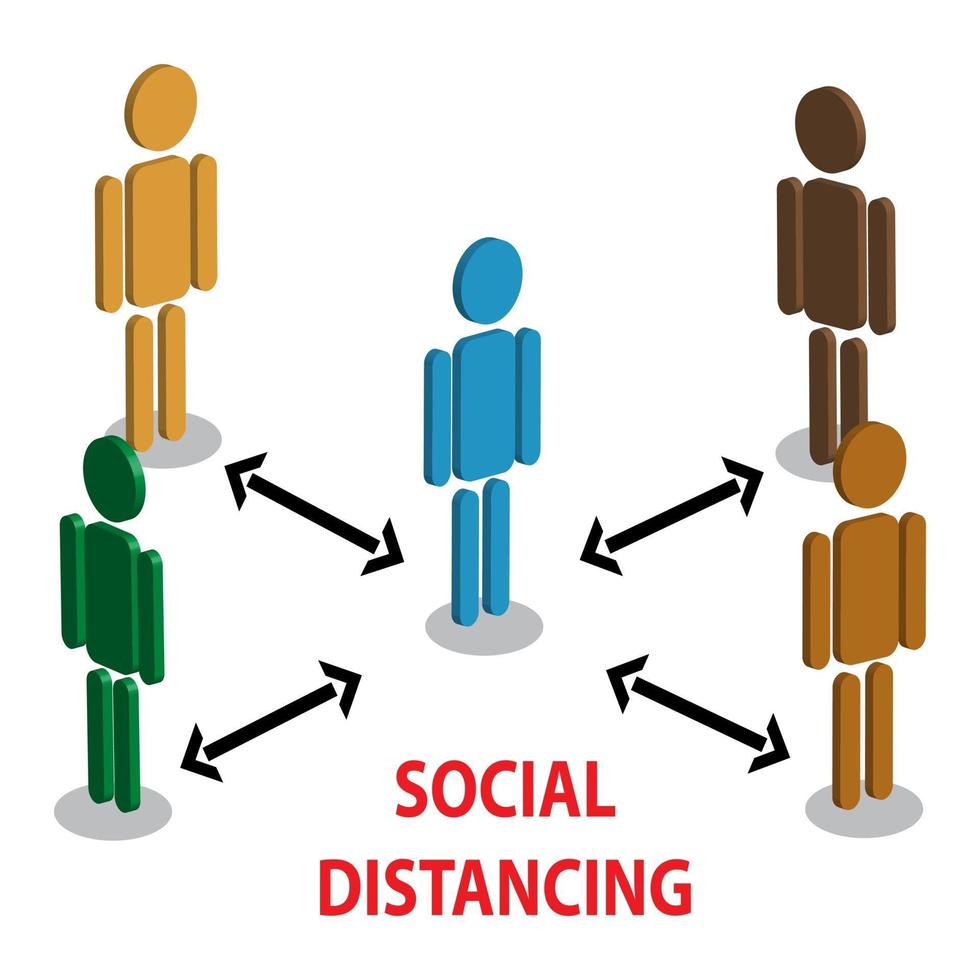 distanciamiento social isométrico vector