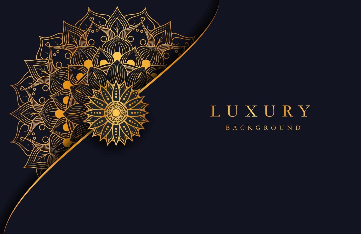 Fondo de lujo con adorno de mandala islámico dorado sobre superficie oscura vector