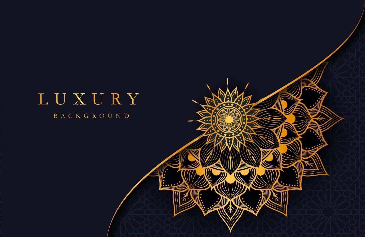 Luxury background with gold islamic arabesque mandala ornament on dark surface vector