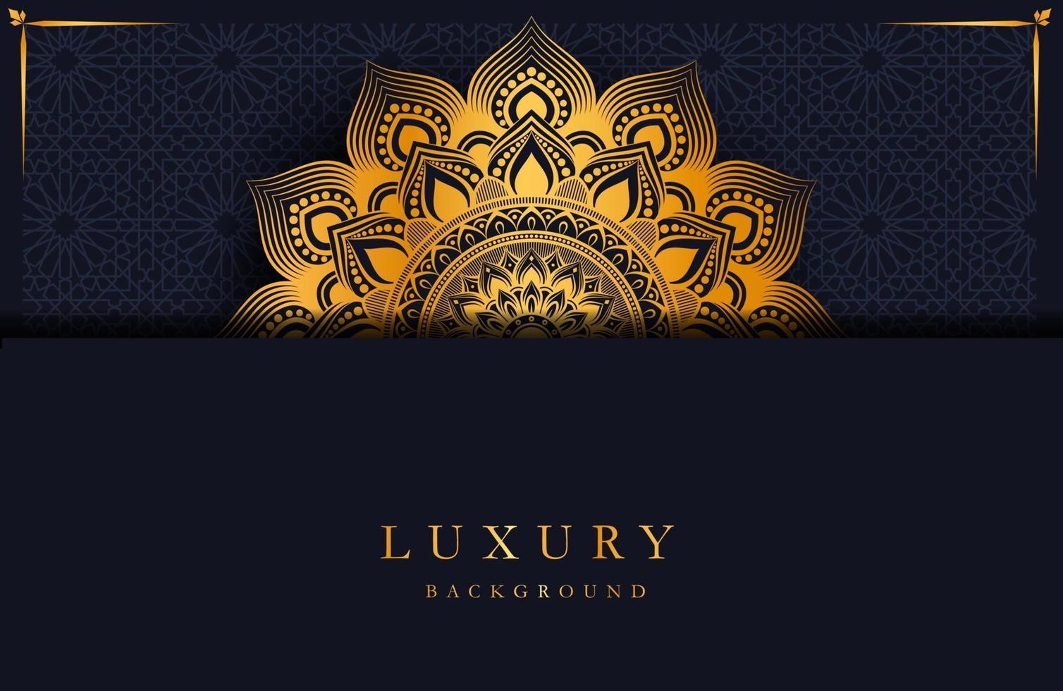 Luxury background with gold islamic mandala ornament on dark surface vector