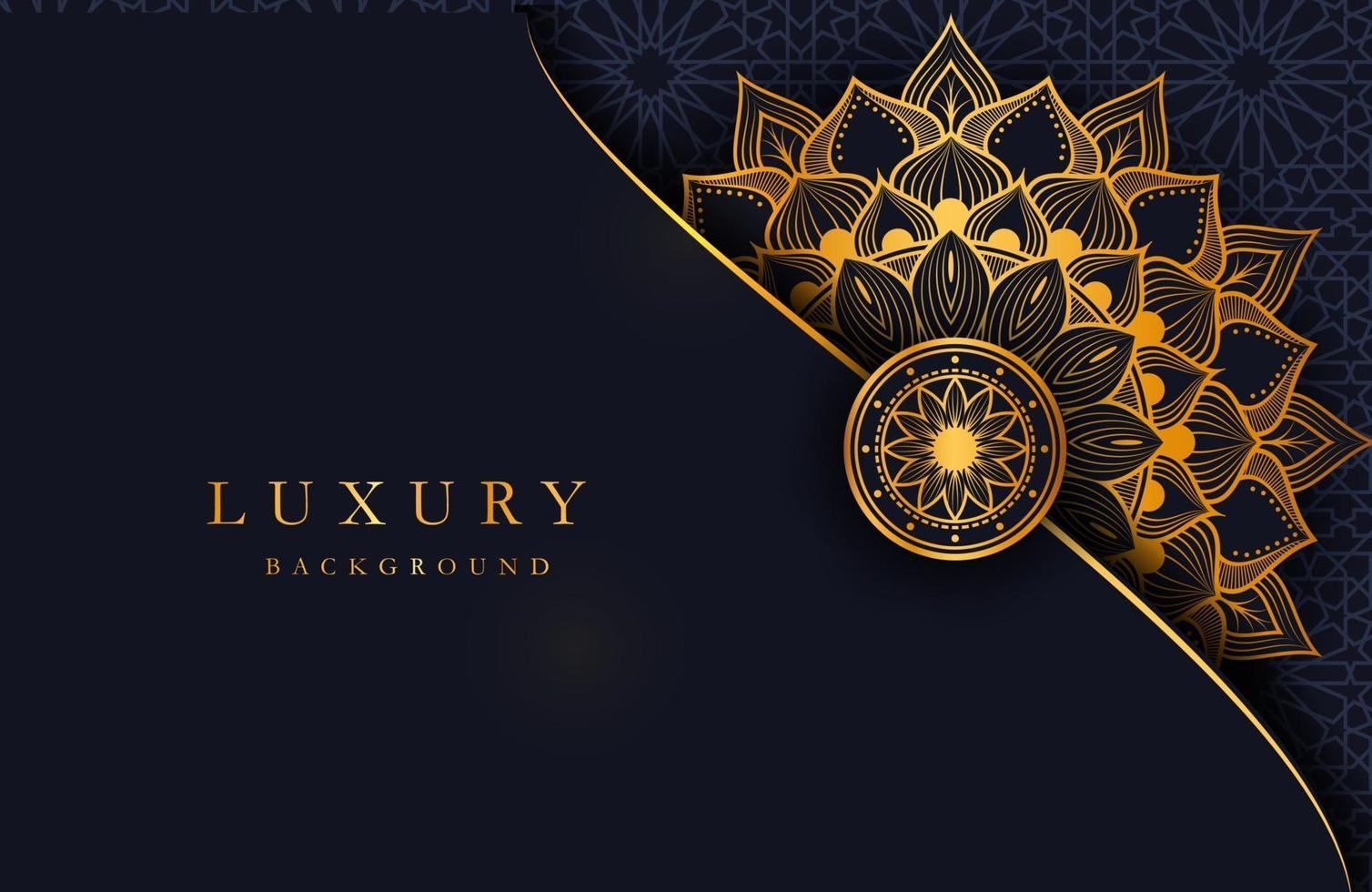 Luxury background with gold islamic arabesque mandala ornament on dark surface vector