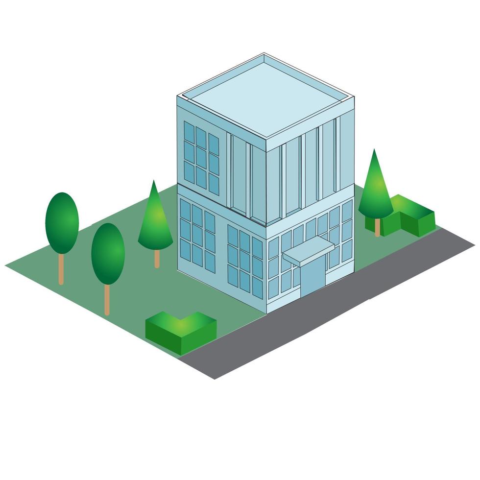 isometric office building icon vector