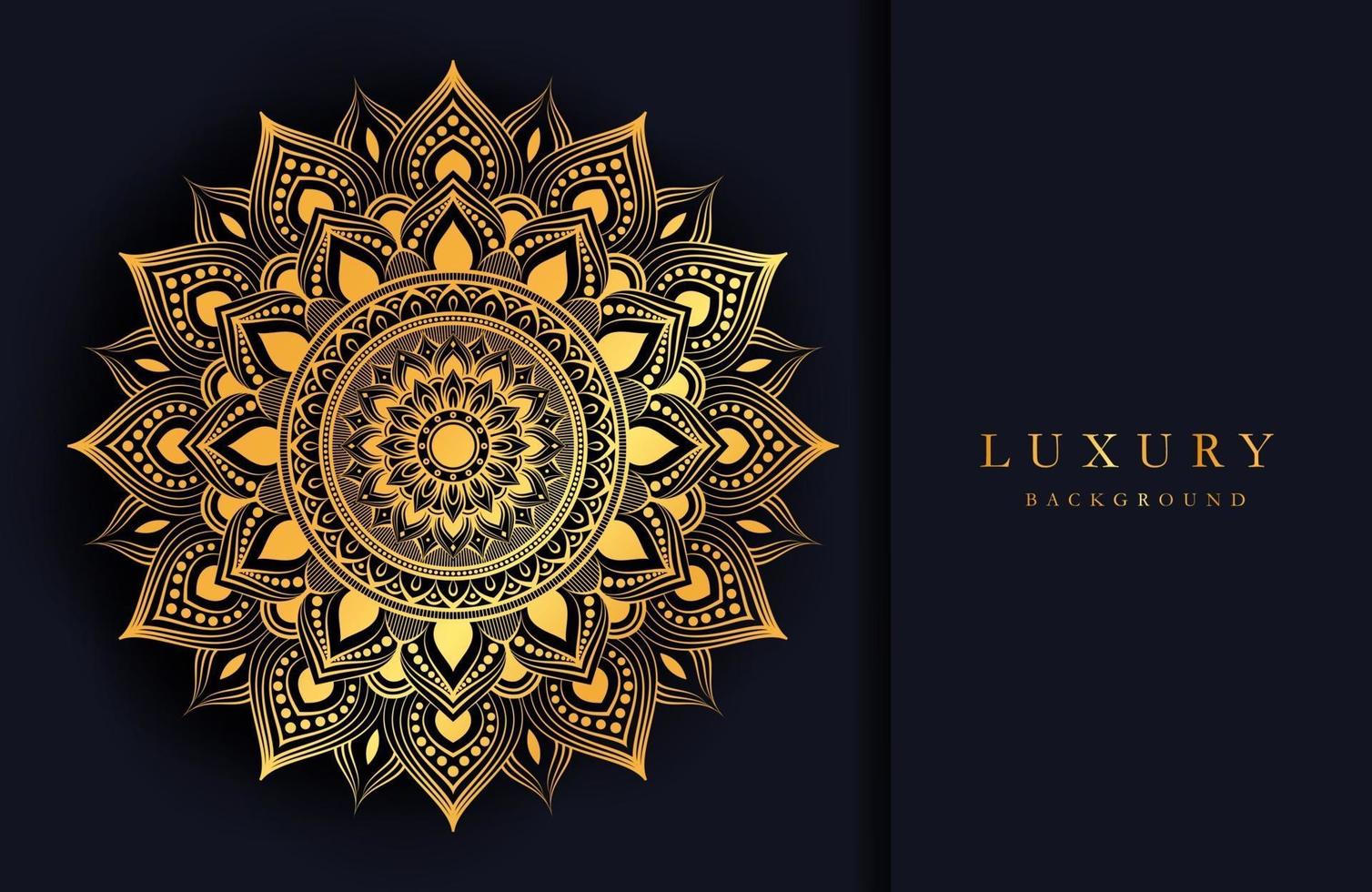 Luxury background with gold islamic mandala ornament on dark surface vector