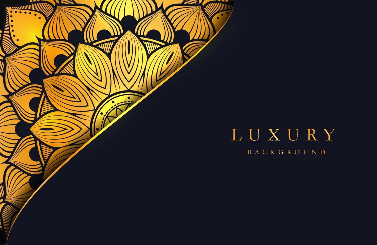 Luxury background with gold islamic arabesque mandala ornament on dark surface vector