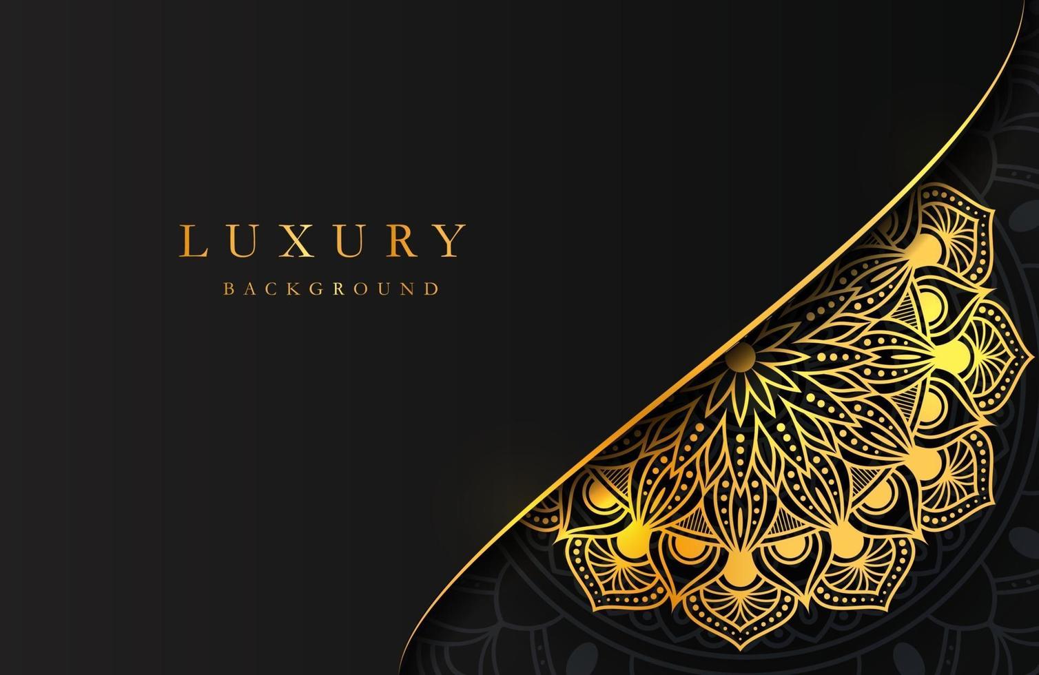 Fondo de lujo con adornos arabescos islámicos dorados relucientes en superficie oscura vector