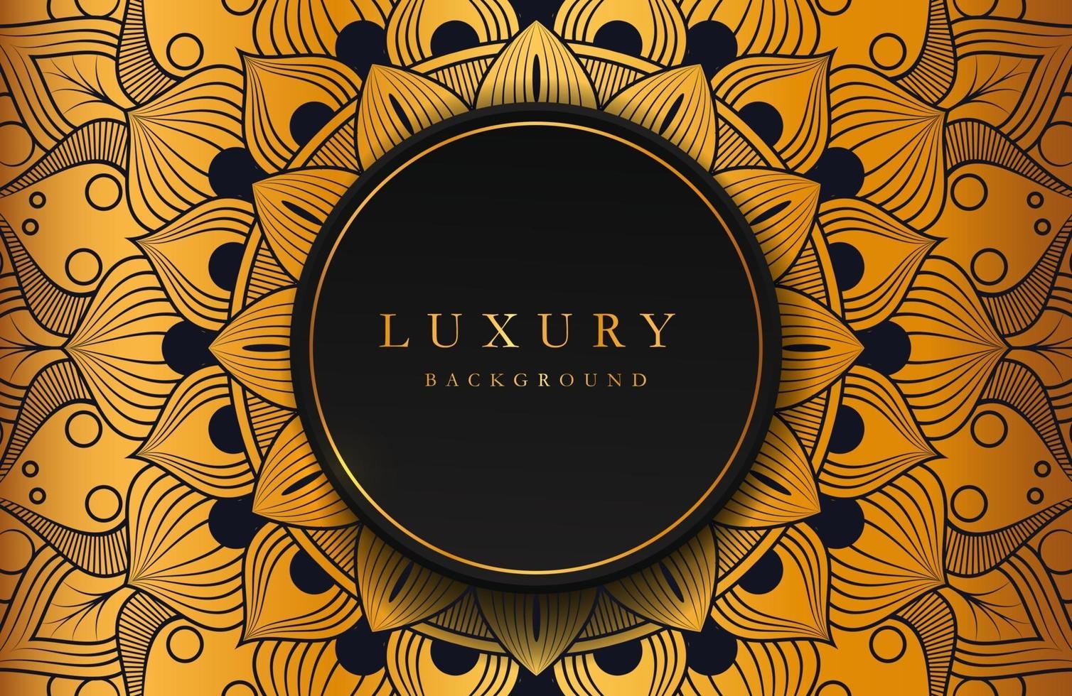 Luxury background with gold islamic mandala ornament on dark surface vector