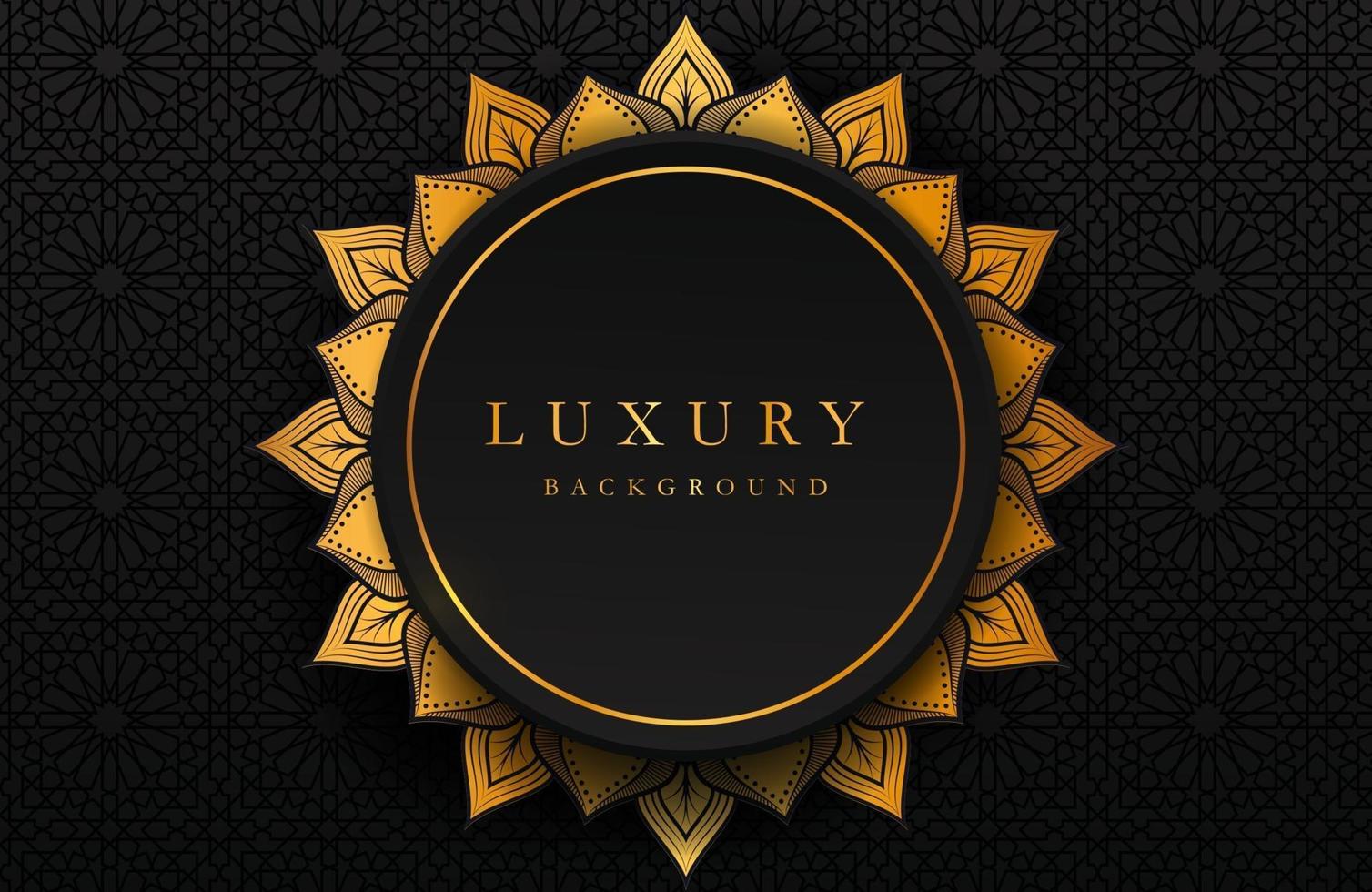 Luxury background with gold islamic mandala ornament on dark surface vector