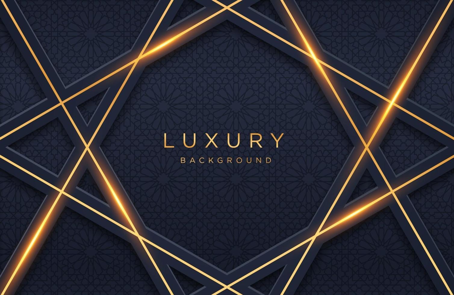 3d geometric luxury gold metal on dark background. Graphic design element for invitation, cover, background. Elegant decoration vector