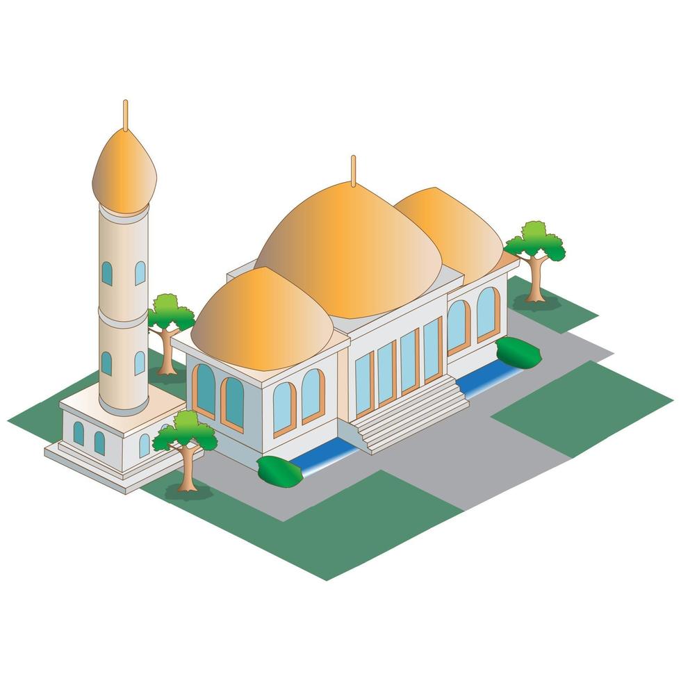 ilustración isométrica de la mezquita vector