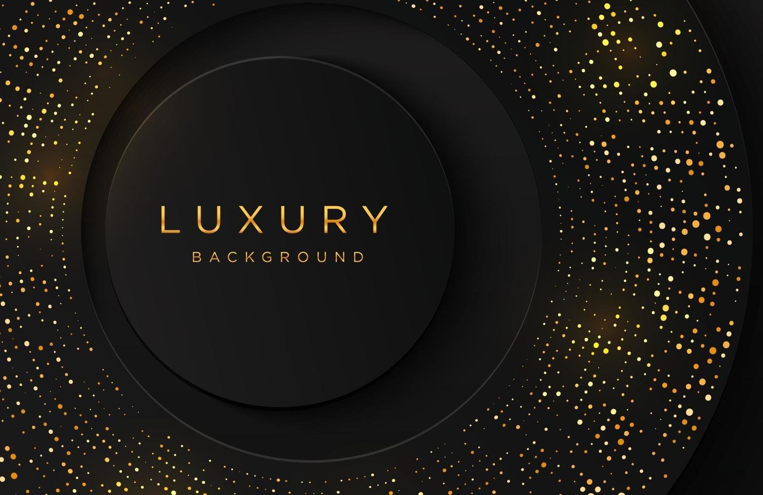 Luxury elegant background with shiny gold dotted pattern isolated on black. Abstract realistic neomorphism background. Elegant template vector