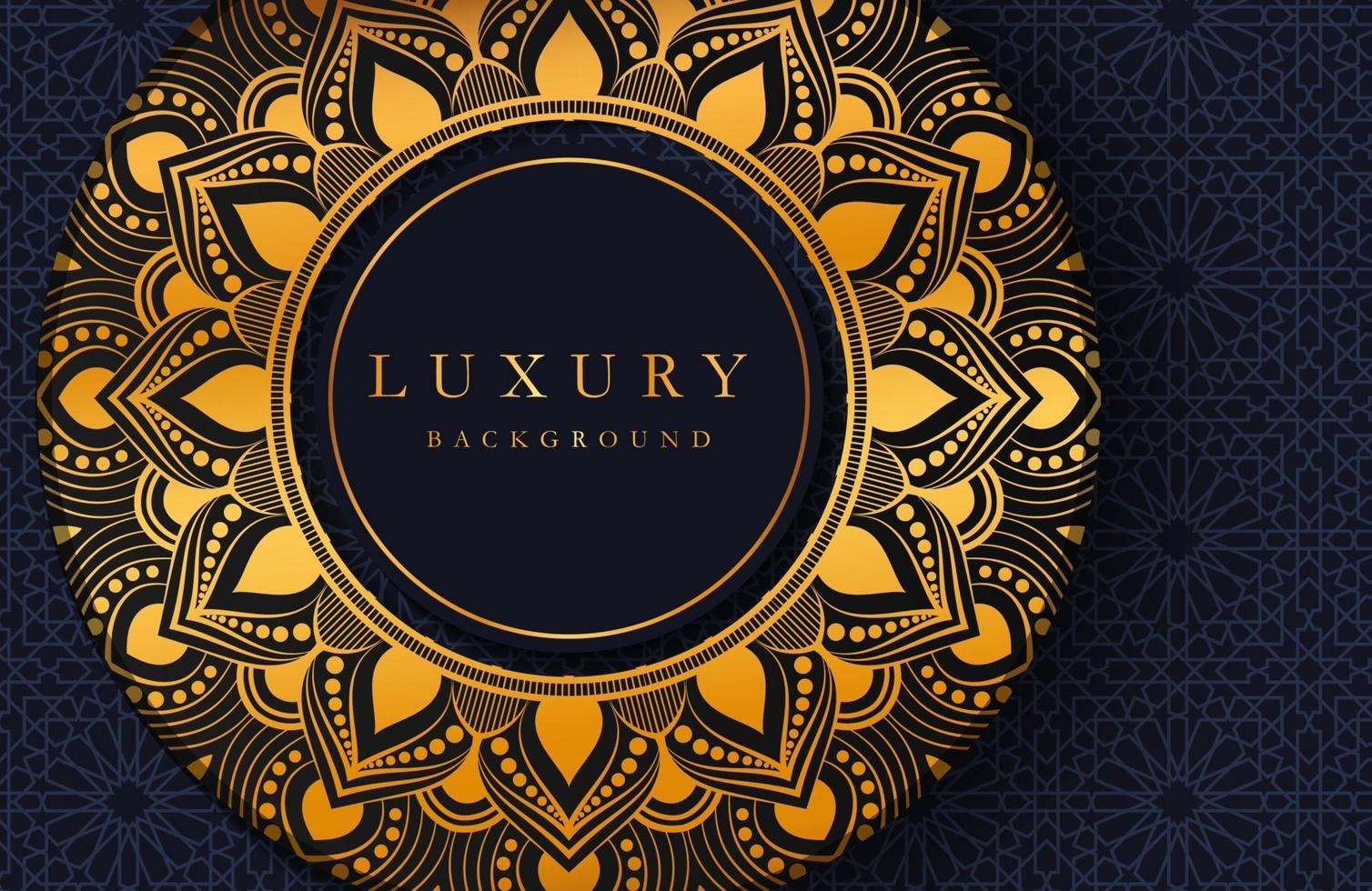 Luxury elegant background with gold mandala ornament ornament isolated on black. Abstract realistic neomorphism background. Elegant template vector