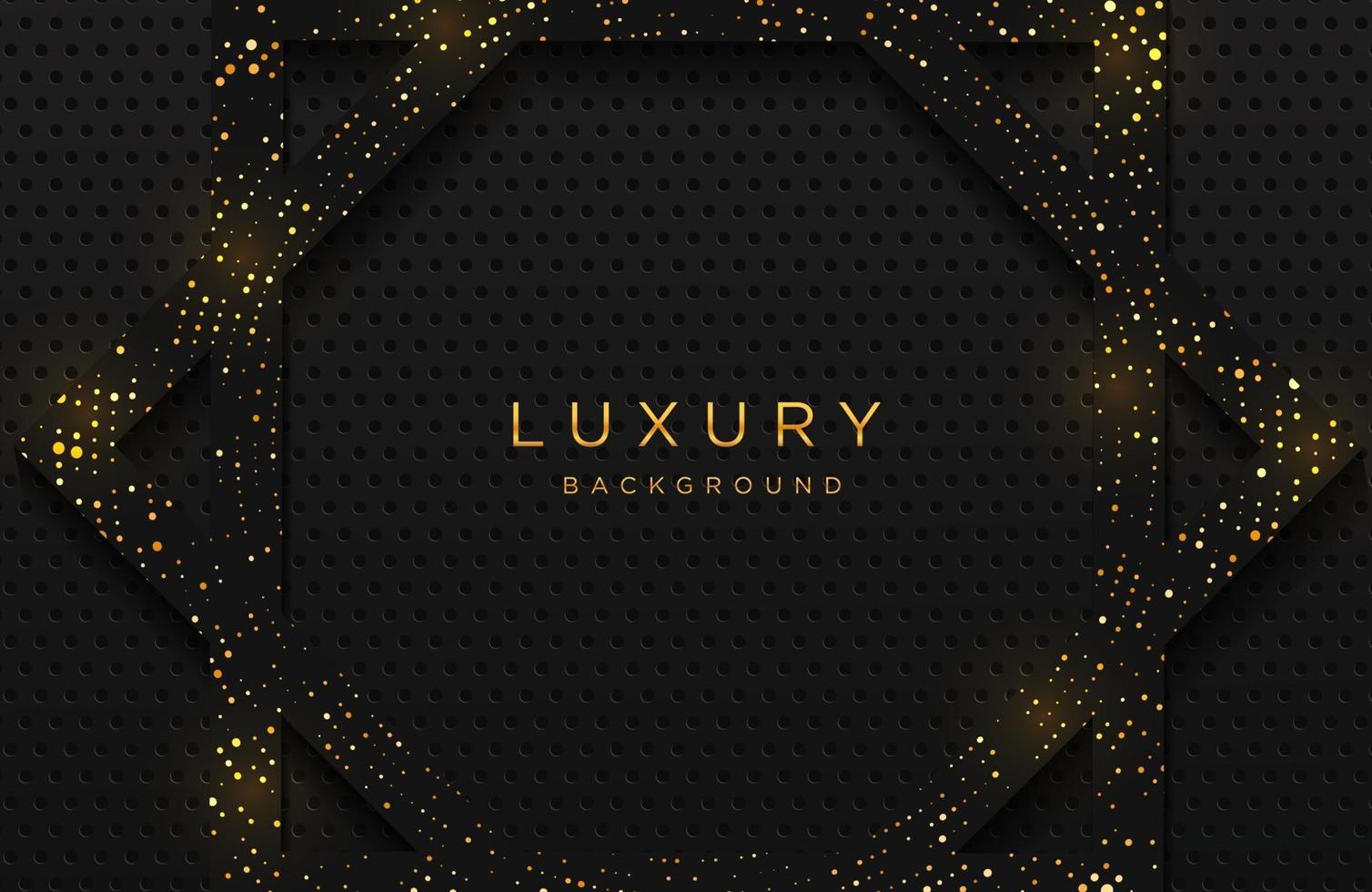 Luxury elegant background with shiny gold dotted pattern isolated on black. Abstract realistic neomorphism background. Elegant template vector