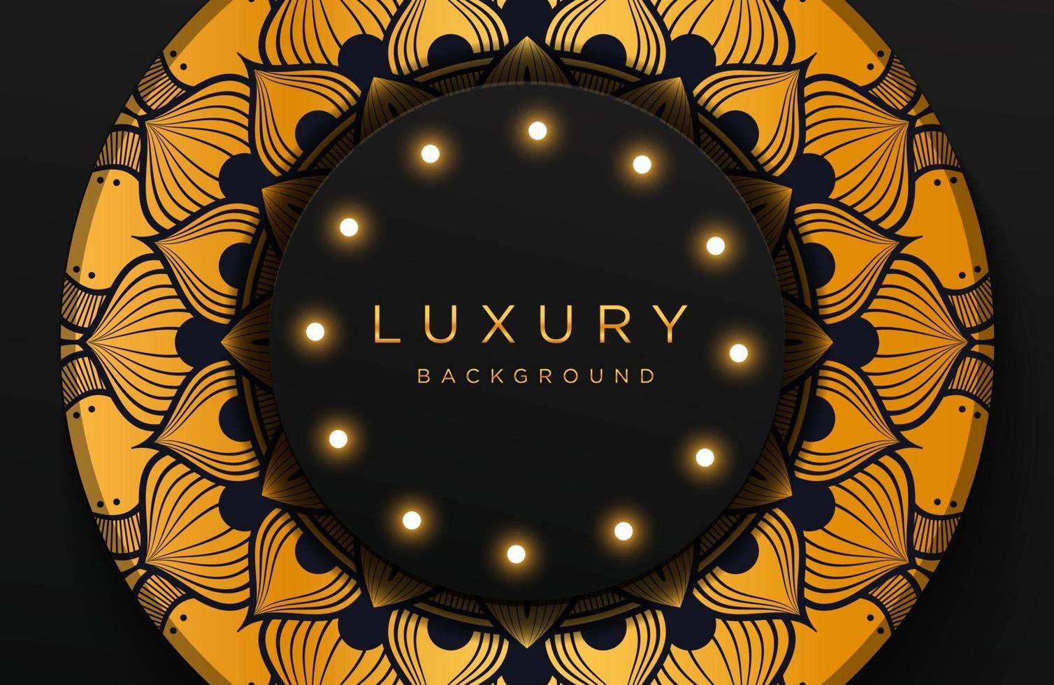 Luxury elegant background with gold mandala ornament ornament isolated on black. Abstract realistic neomorphism background. Elegant template vector