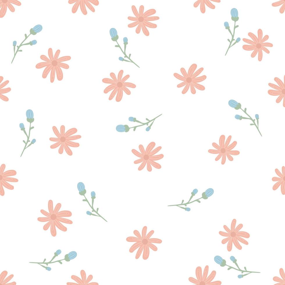 Cute hand drawn little flowers seamless pattern. vector