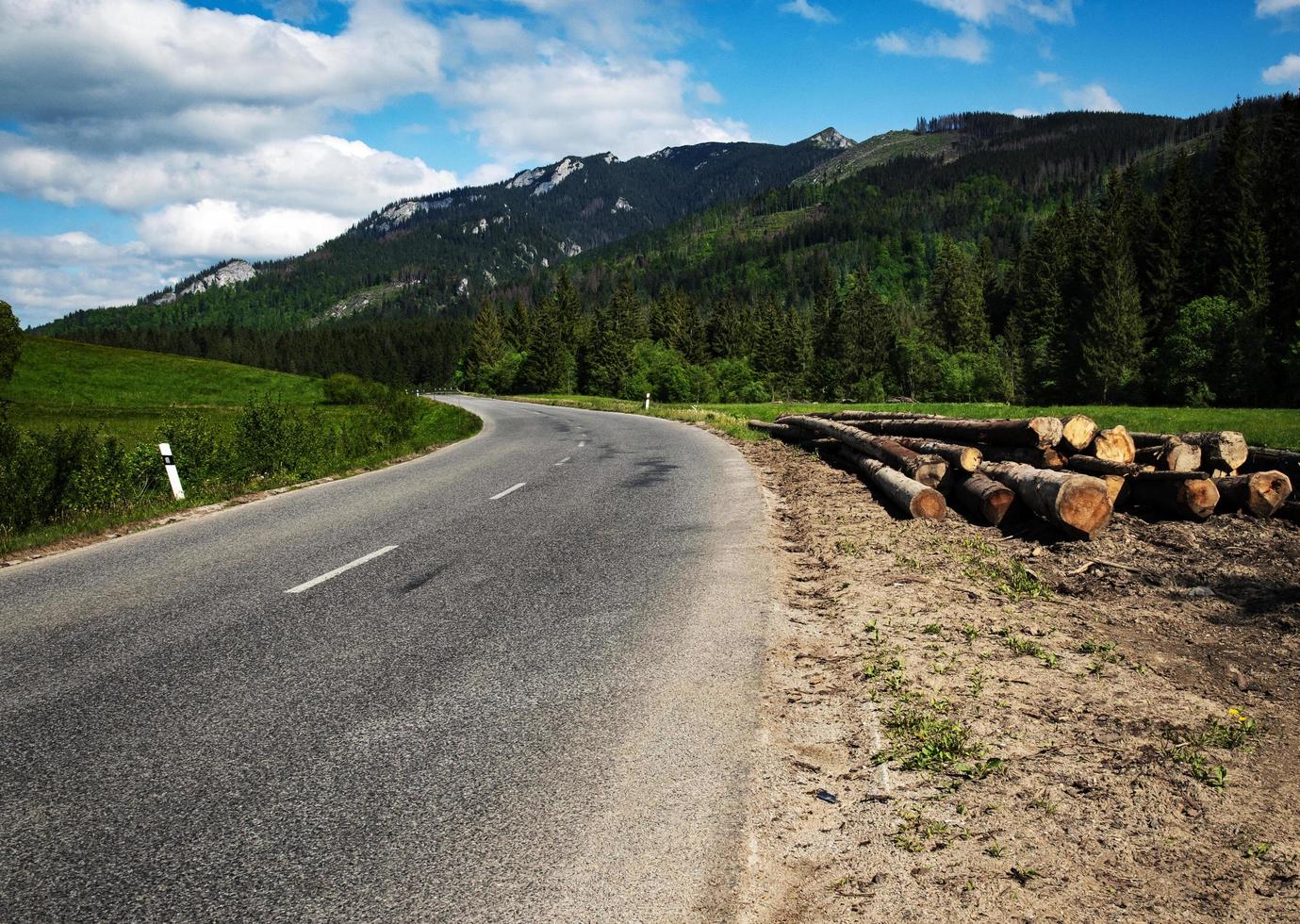 Road through a beautiful landscape in the mountains photo