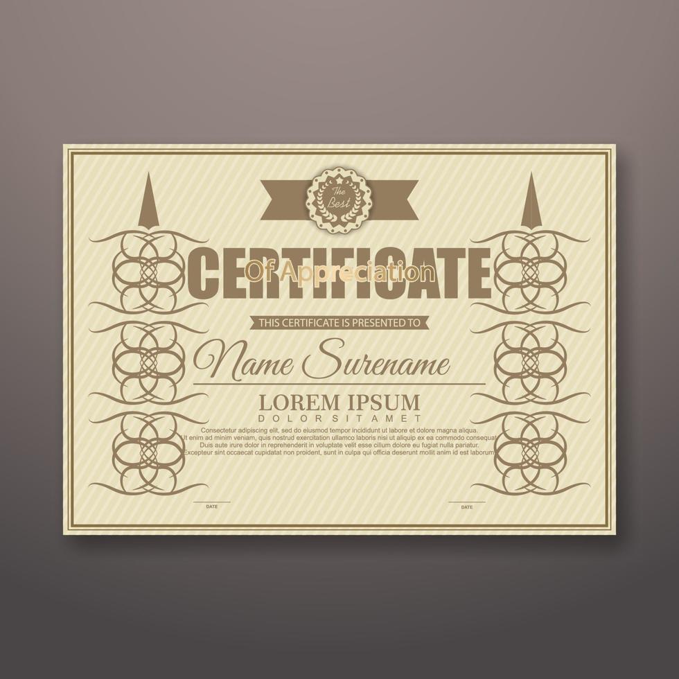 plantilla de certificado moderno. adecuado para la apreciación. vector premium.