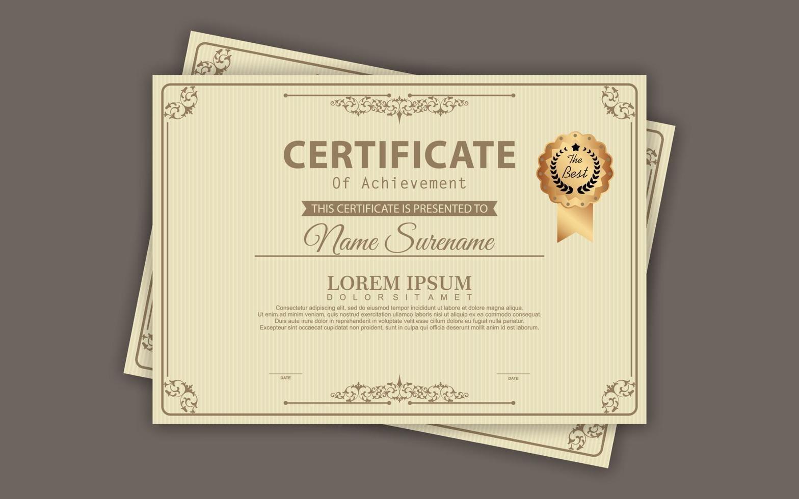 Diploma Certificate of achievement template vector