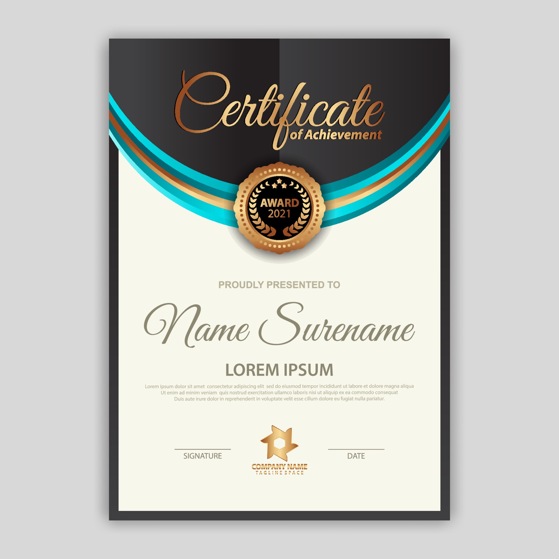 Modern certificate template. Suitable for appreciation. Premium Throughout High Resolution Certificate Template