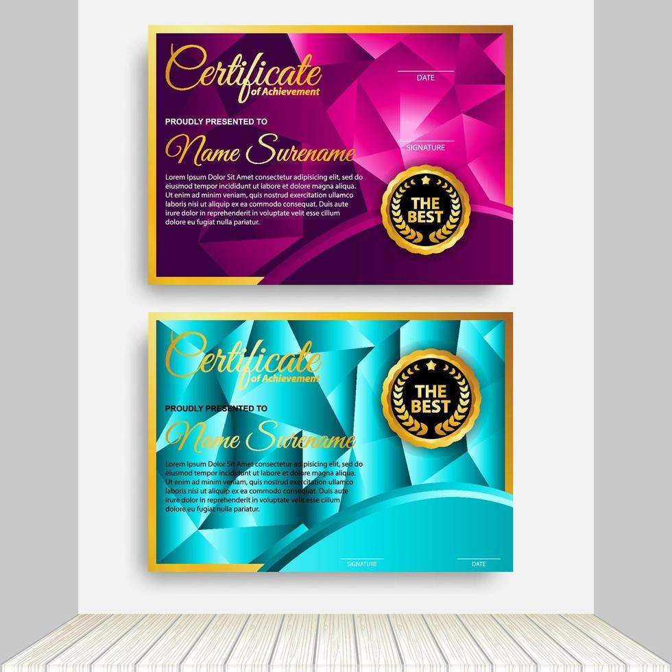 Professional certificate template diploma award design. Indoor Background. vector