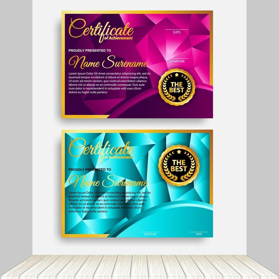 Professional certificate template diploma award design. Indoor Background. vector