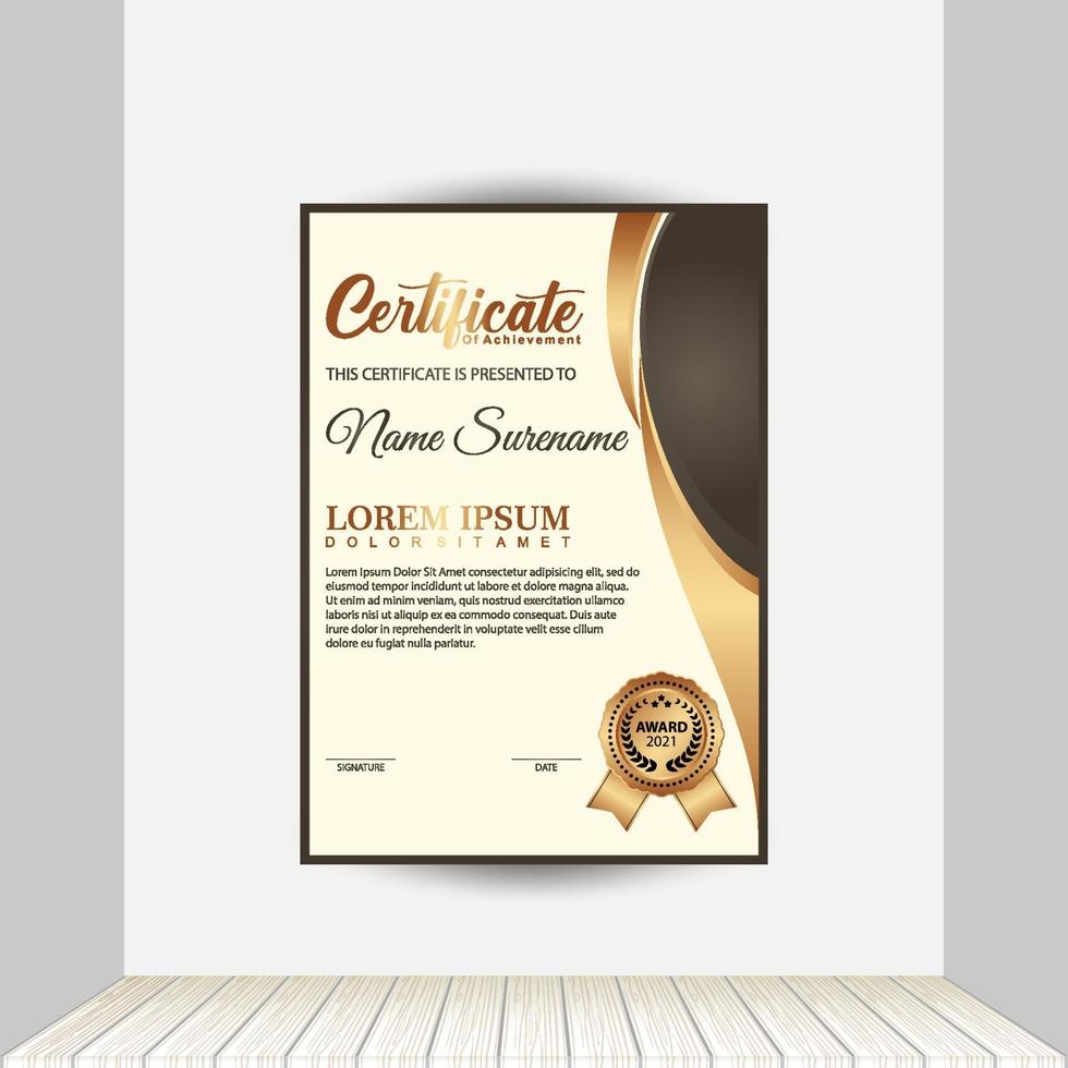 Professional certificate template diploma award design. Indoor Background. vector